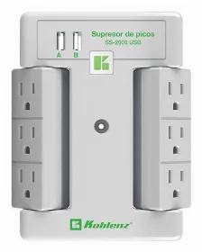 Supresor De Picos Koblenz Ss-2000 Usb 2000 J, 6 Contactos, Blanco